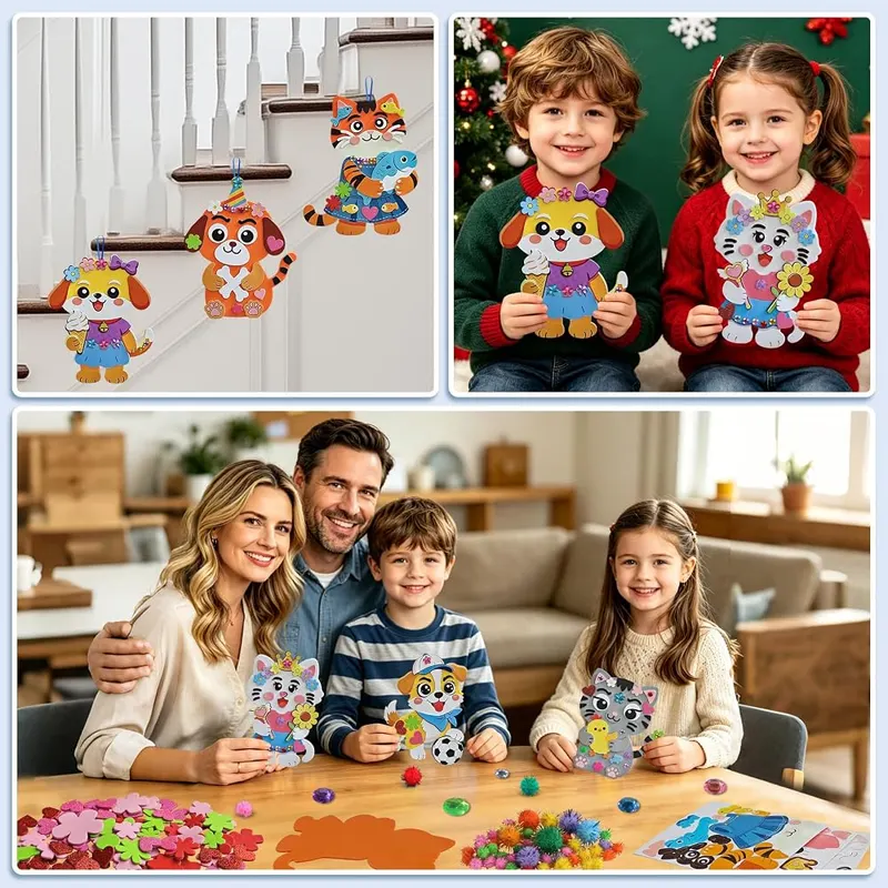 Ruicnte 24 Sets Kitten Dog Craft Kits – Preschool Educational Craft Kit