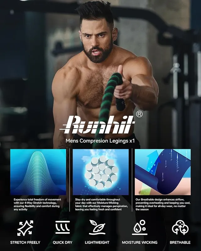 Runhit Men’s Compression Pants Running Tights Workout – product photo 5 of 7