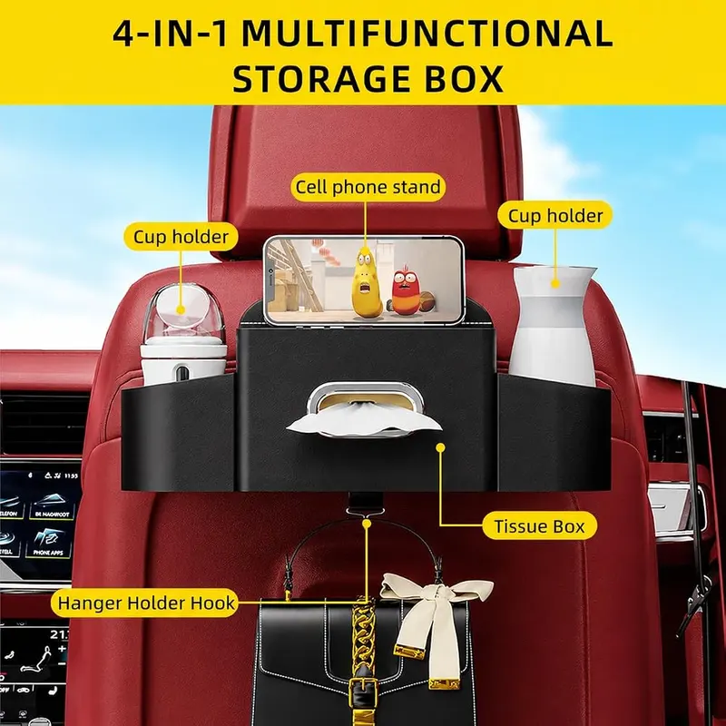 RYCELYSIAN Back Seat Car Organizer – Headrest mounted storage design