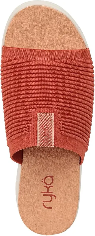 Ryka Womens Epic slide Sandals ORANGE PAPRIKA – Womens athletic slide best for everyday casual wear
