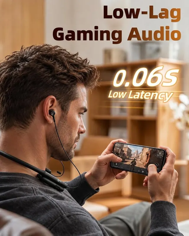 Rythboom Neckband Bluetooth Headphones – Low latency mobile gaming mode