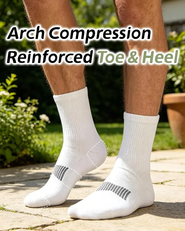 RZTT 3 Pack Men’s 90% Merino Wool – Protective Ankle & Arch Compression