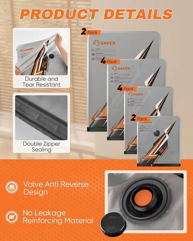 Saker Vacuum Storage Bags – Gray color scheme for organization