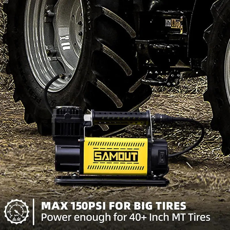 SAMOUT 12V Air Compressor – This 12v air compressor equipped with a Powerful