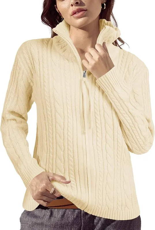 Saodimallsu Womens Cable Knit Cardigan Zip Up – Materials