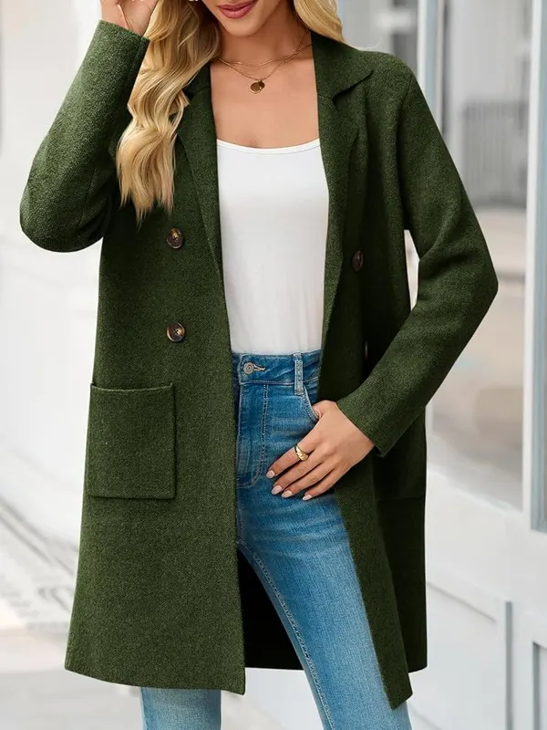 Saodimallsu Womens Long Cardigan Sweaters Open Front – Lapel notch collar