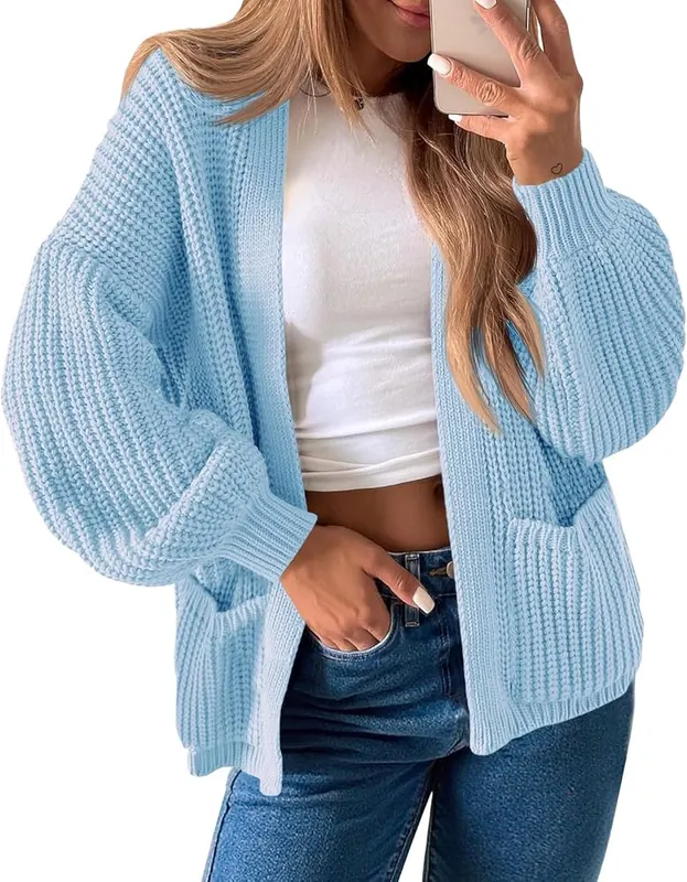 Saodimallsu Womens Oversized Open Front Cardigan Chunky