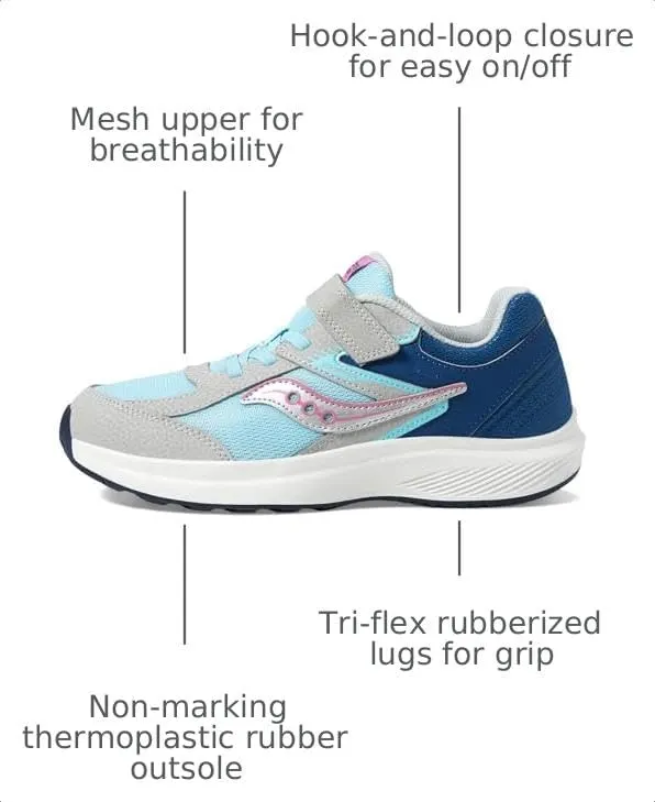 Saucony Cohesion KDZ Alternative Closure Navy/Light Blue 6.5 Wide Little Kid – Supportive leather upper for durability