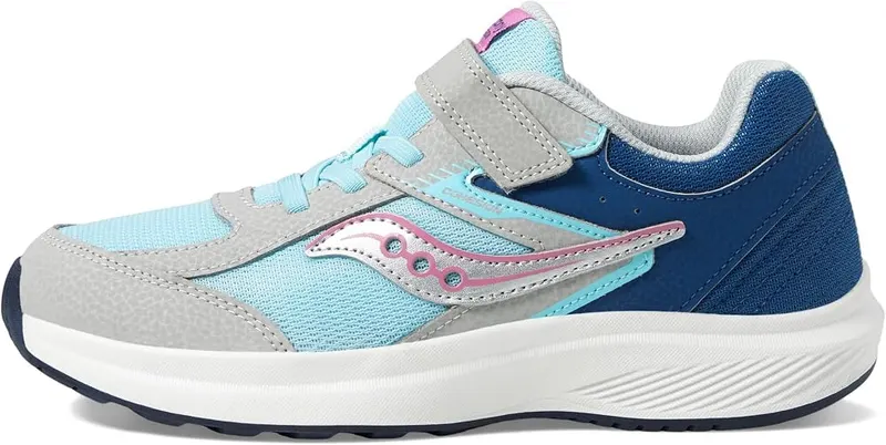 Saucony Cohesion KDZ Alternative Closure Navy/Light Blue 6.5 Wide Little Kid – Tri-flex rubberized lugs for grip