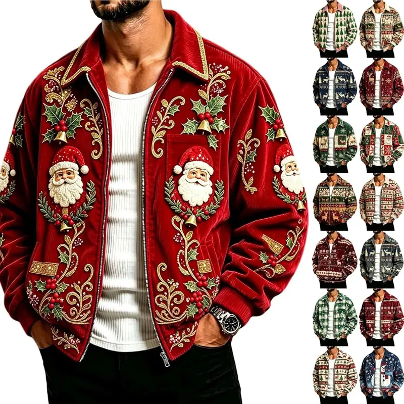 SCRRMZO Christmas Zip Up Jacket in Multicolor07
