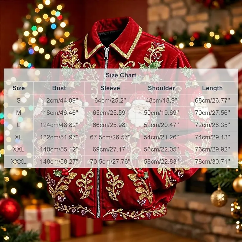SCRRMZO Christmas Zip Up Jacket – Full Zip Front With Pocket Detail