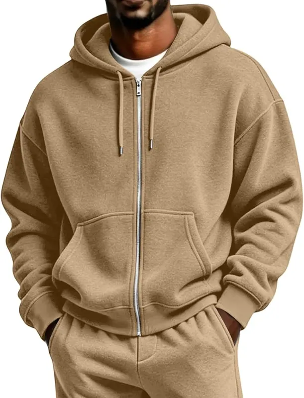 SdGgsgv Men’s Full Zip Fleece Jacket Fall H03 Brown in H03 Brown