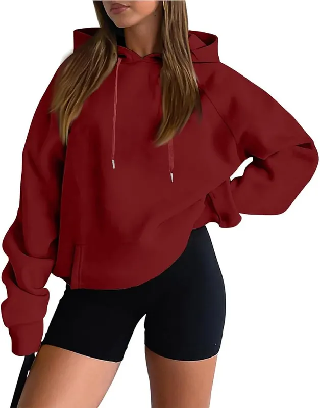 SdGgsgv Womens Oversized Hoodies Basic Fleece Cute in G08 Red