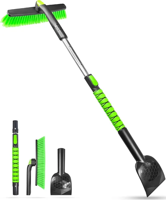 SEAAES 45 Inch Long Extendable Snow Brush in Green