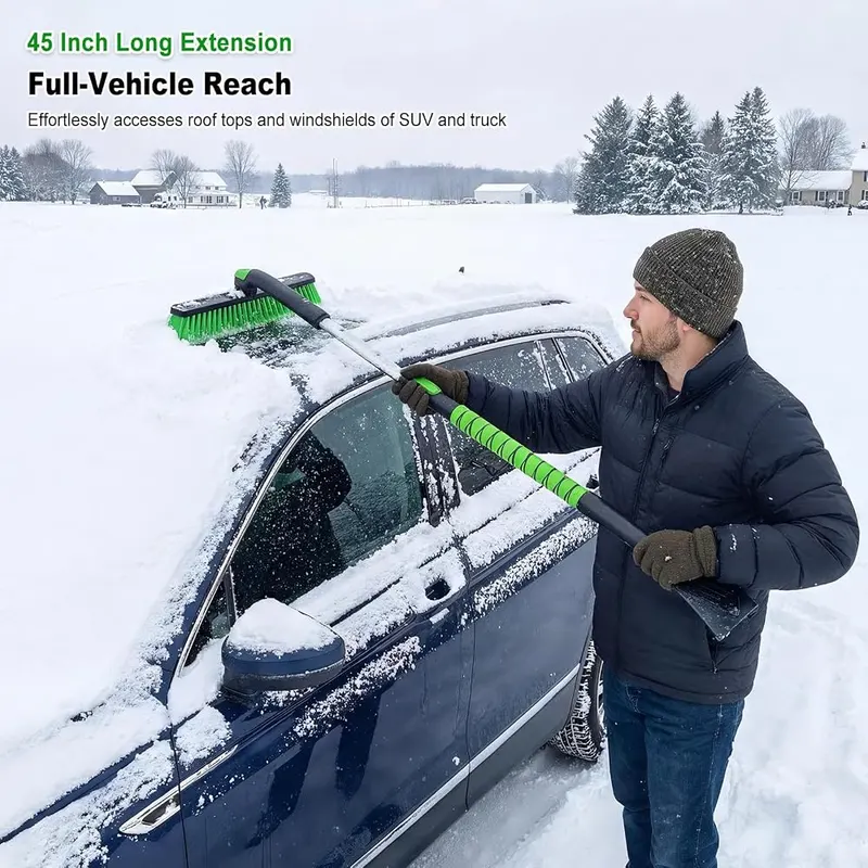 SEAAES 45 Inch Long Extendable Snow Brush – Extended forty five inch reach