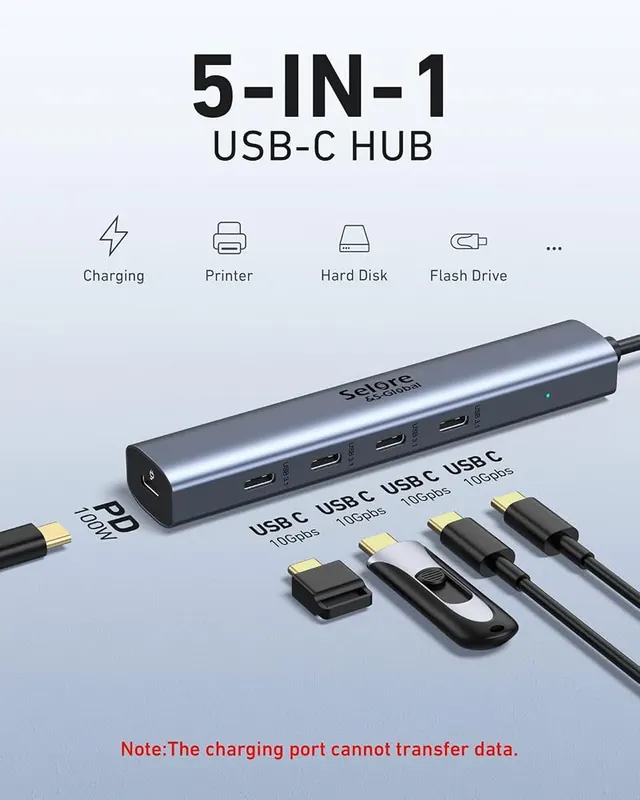 Selore&S-Global 10Gbps USB-C Hub – 100W power delivery passthrough