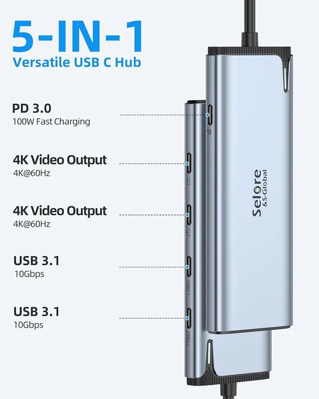 Selore&S-Global USB-C Splitter – Five USB-C ports from one
