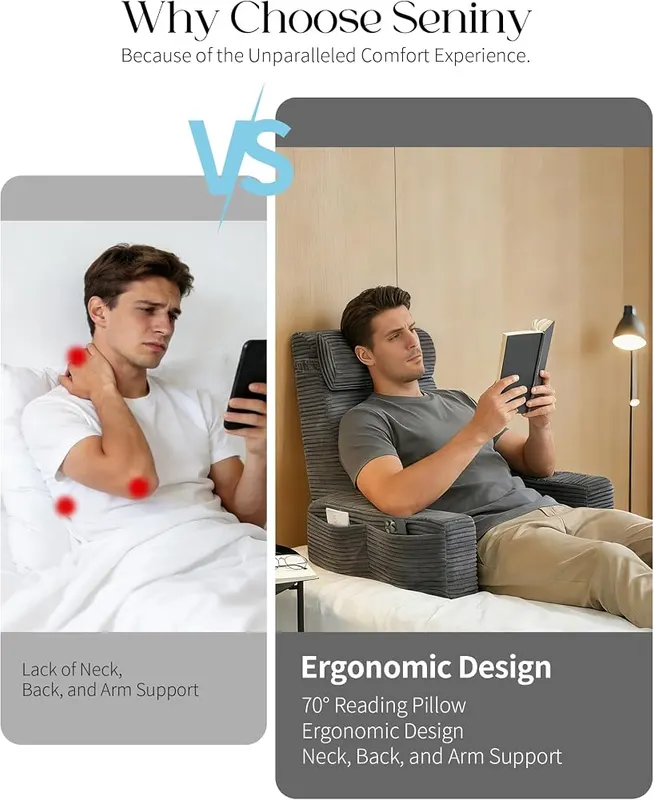 Seniny 24″ Reading Pillow – Bed chair style design