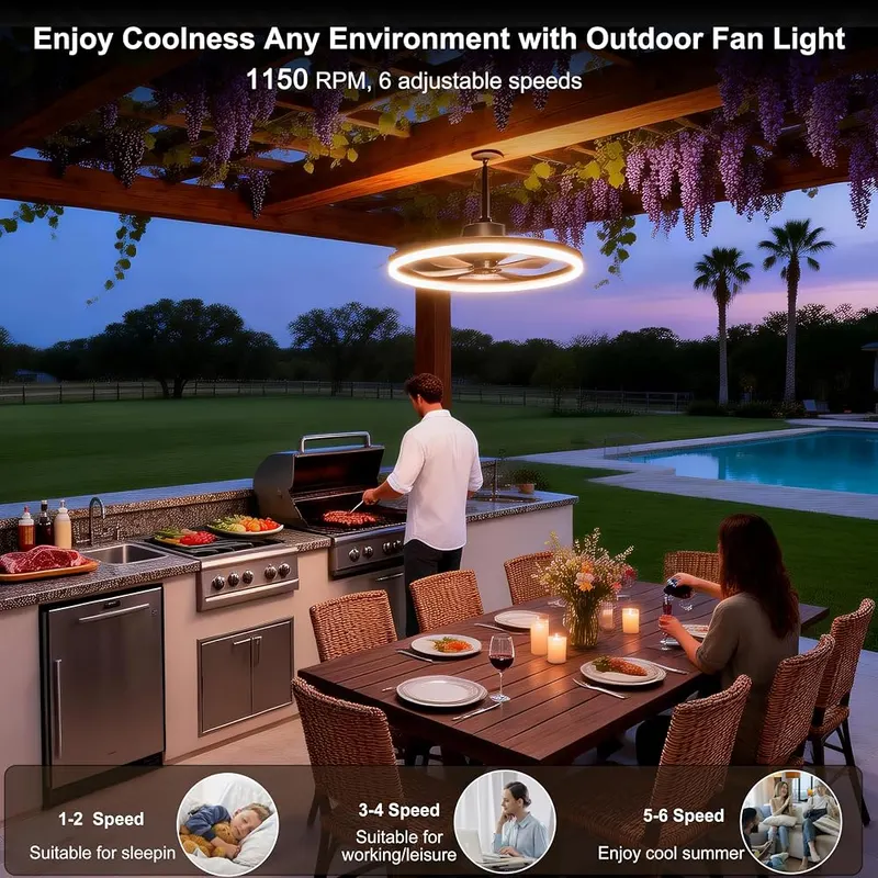 Seyxicnor 20” Outdoor Ceiling Fan – IP65 weather resistant outdoor design