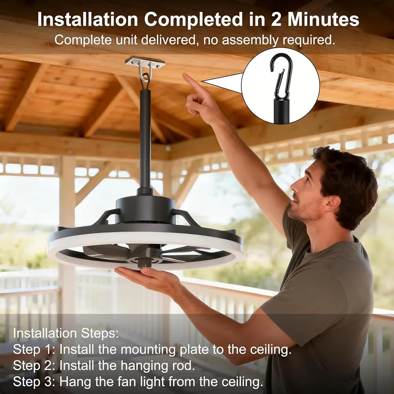Seyxicnor 20” Outdoor Ceiling Fan – Adjustable color temperature lighting