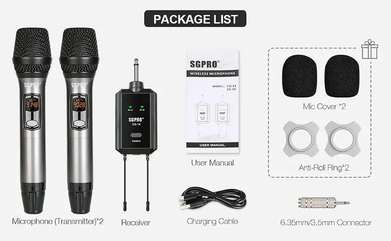 SGPRO SG-14 Dual Wireless Handheld Microphone Set – product photo 9 of 9