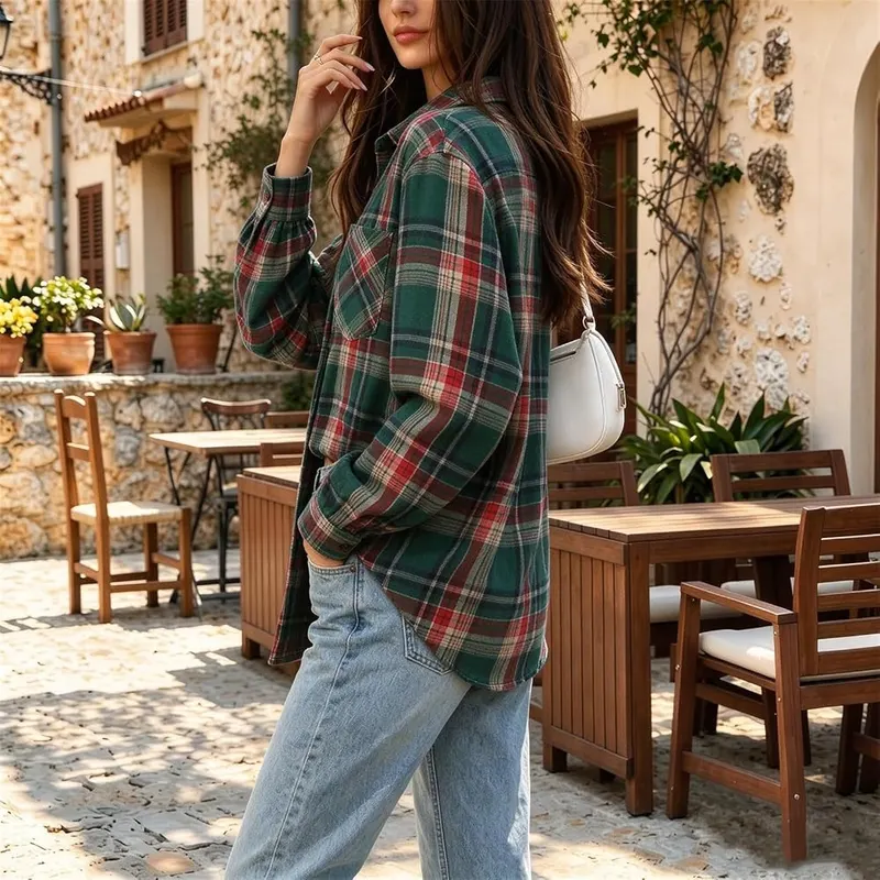 Generic Shacket Women Button Down Shirt Long A001-green – product photo 6 of 8