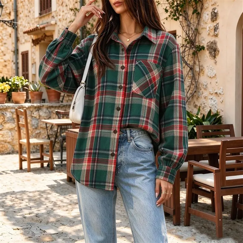 Generic Shacket Women Button Down Shirt Long A001-green – product photo 7 of 8