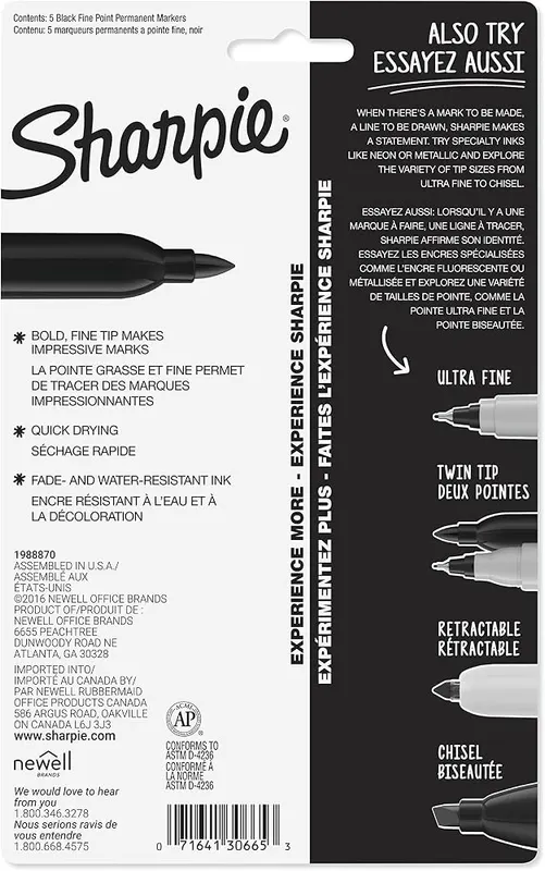 Sharpie Permanent Markers 5 Count (Pack of 1) – product photo 7 of 7