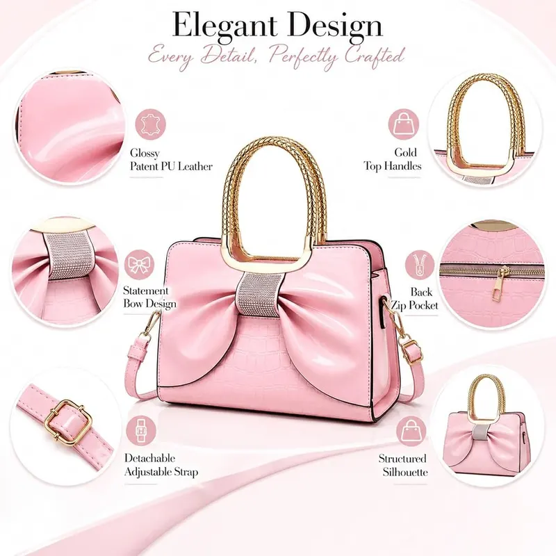 SHENGLAICAI Shoulder Bags Y2K – Glossy patent style PU leather