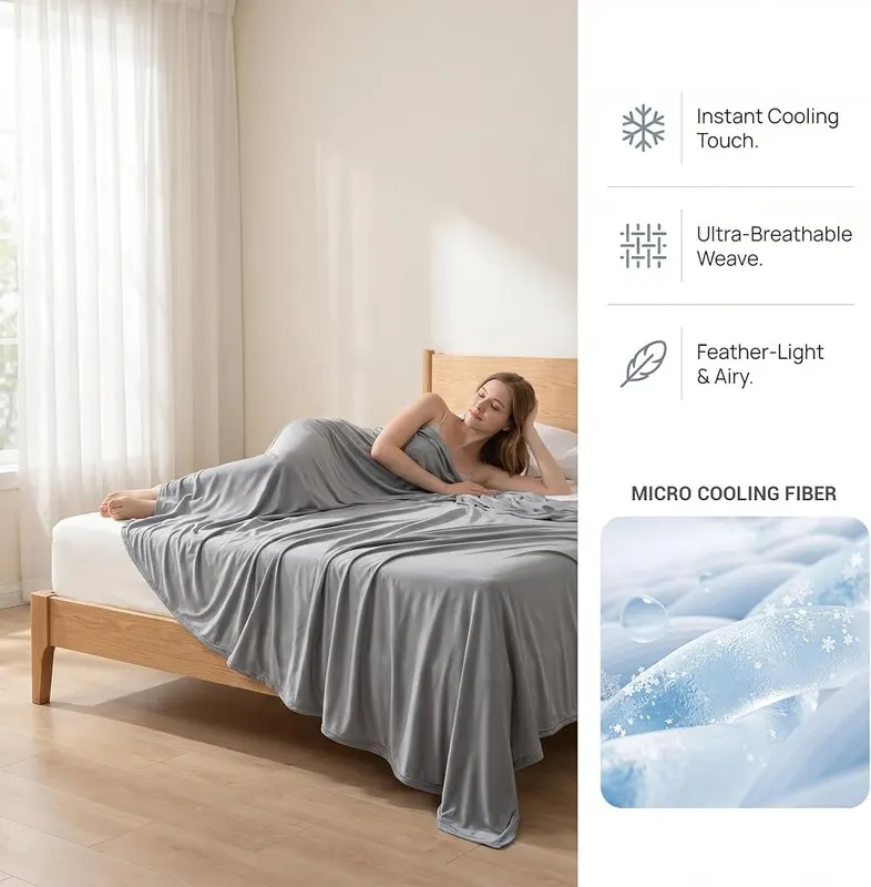 SheRest Silky Satin Cooling Blanket – Lightweight and ultra-thin no-fill design