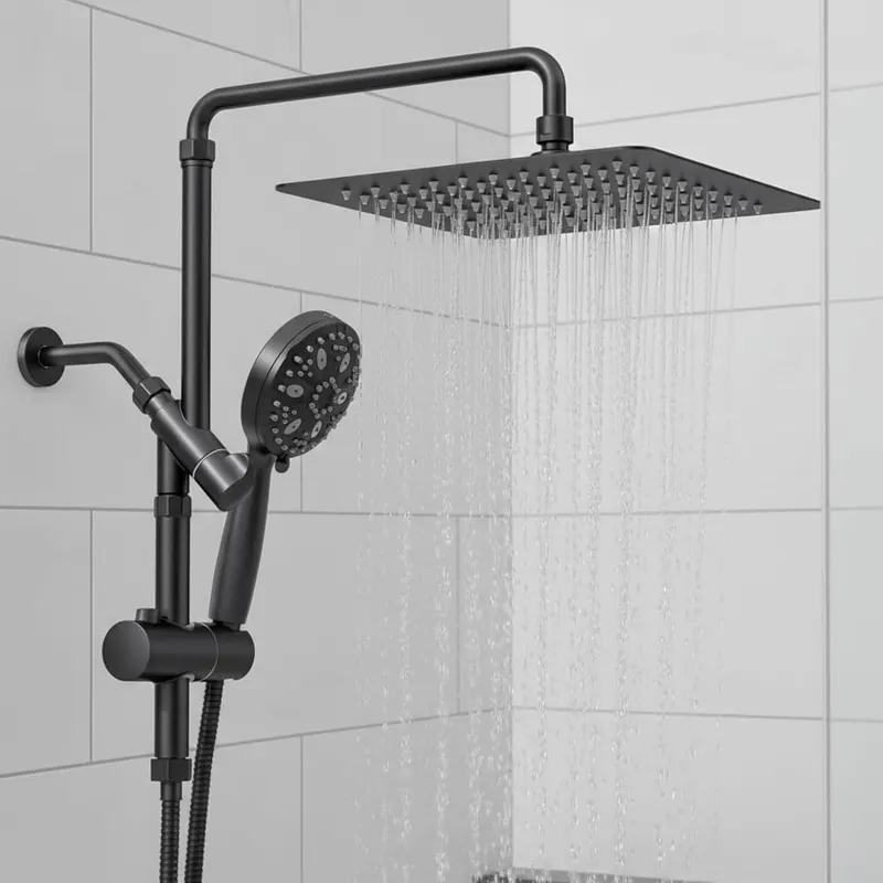 Shineforu 10 Inch Rain Shower Heads – Matte black finish for modern bathrooms