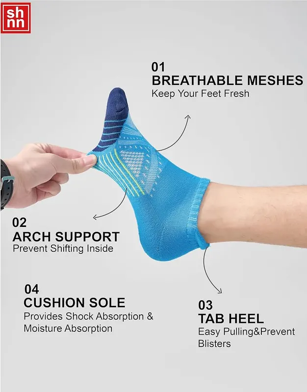 shnn Mens Ankle Socks Cushioned Athletic Running – product photo 3 of 7