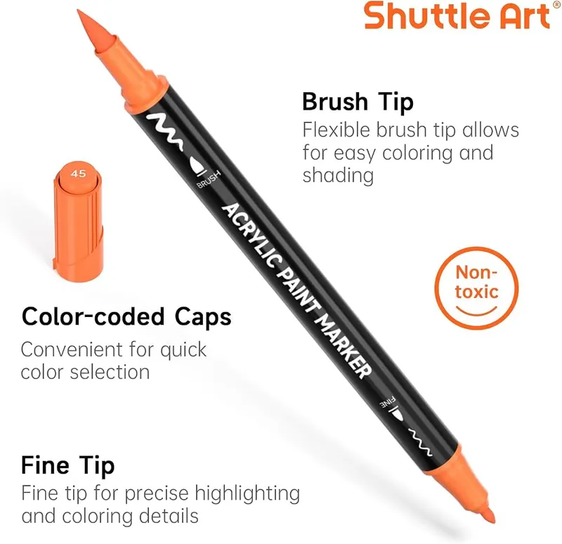 Shuttle Art 25 Colors Brush & Fine Tip – Dual brush and fine tips
