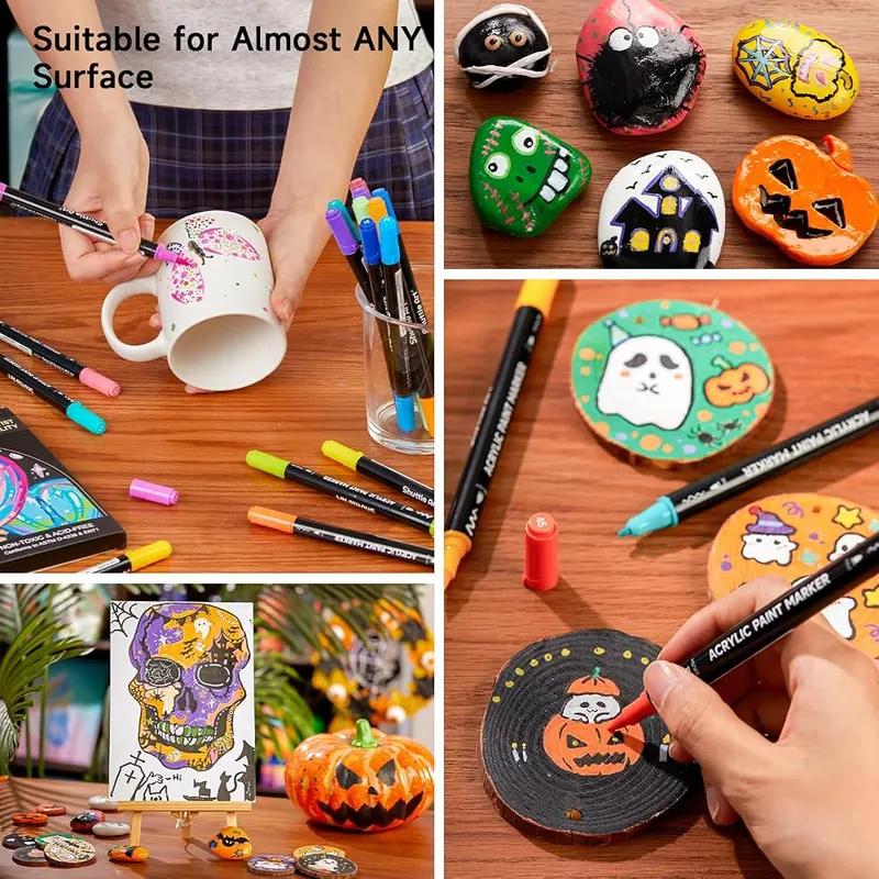 Shuttle Art 25 Colors Brush & Fine Tip – No shaking or priming needed