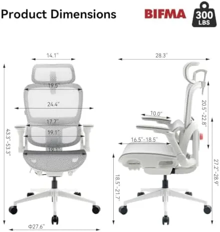 SIHOO B300 Pro Ergonomic Office Chair Without 3D Grey – Independently height-adjustable backrest