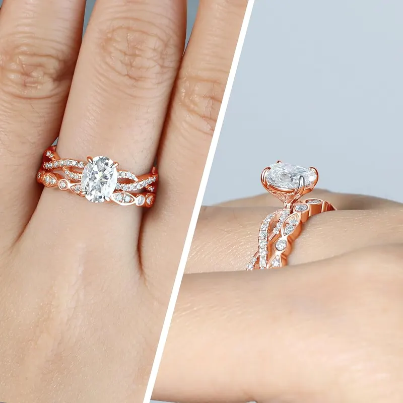 SILVERNANA 1.5CT Oval Moissanite Solitaire Engagement Ring – Four-prong solitaire setting