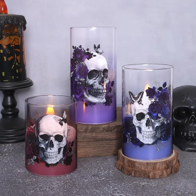 Silverstro Gothic Skull Flameless Candles Set – Decorative Value