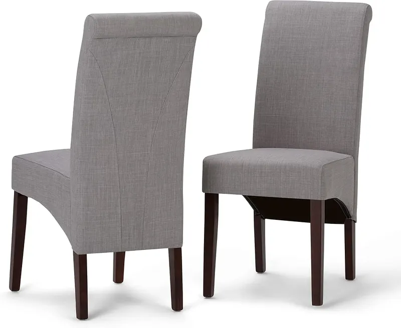SIMPLIHOME Avalon Linen-Style Parsons Dining Chairs in Cloud Grey