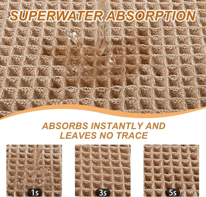 Siyaluens Luxury Waffle Bath Mat – Brown, 24 by 72 inches