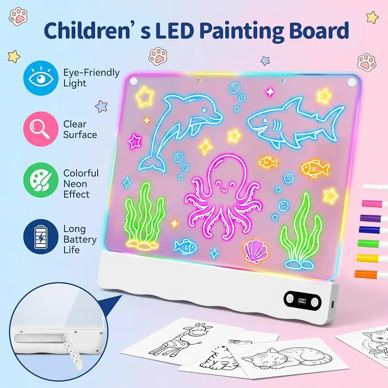 Skoiuc 2 Pack Rechargeable LED Light Drawing – Screen-free creative drawing toy