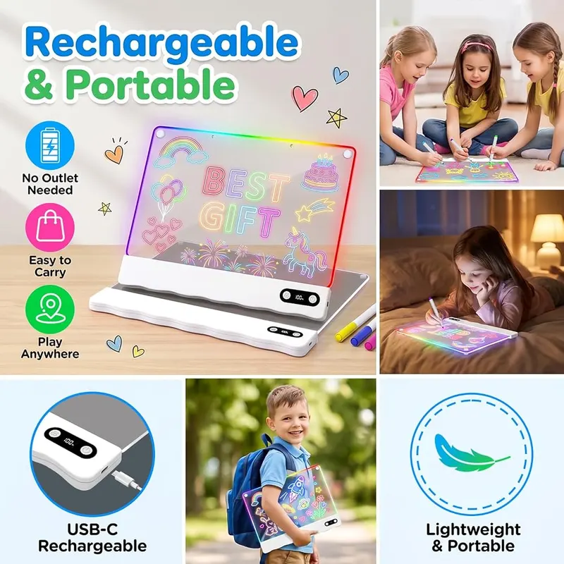 Skoiuc 2 Pack Rechargeable LED Light Drawing – Great for sharing and playdates