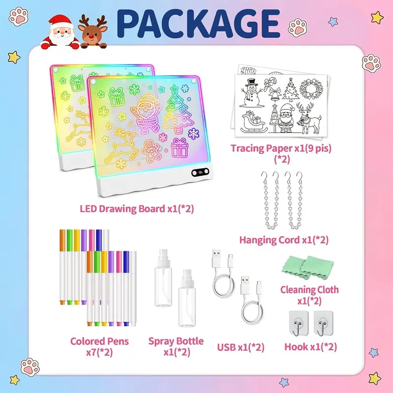 Skoiuc Rechargeable Light Up Drawing Toy – Screen-free drawing fun with cute tracing patterns
