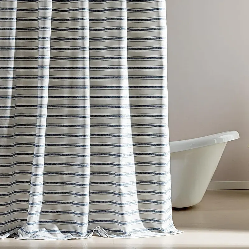 SLEEP ZONE Long Striped Shower Curtain in Blue