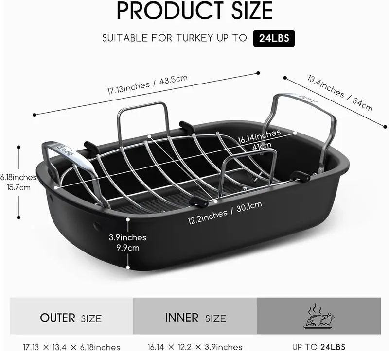 Slow Slog Nonstick Turkey Roasting Pan – Spacious Design