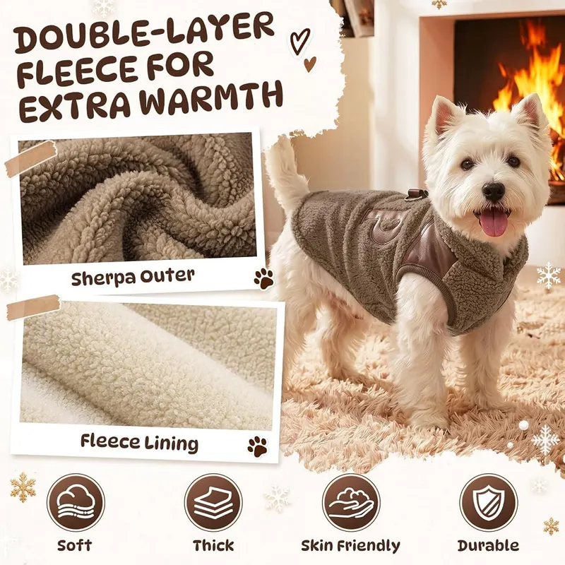 SlowTon Dog Winter Coat 1. Brown – Thick plush outer layer