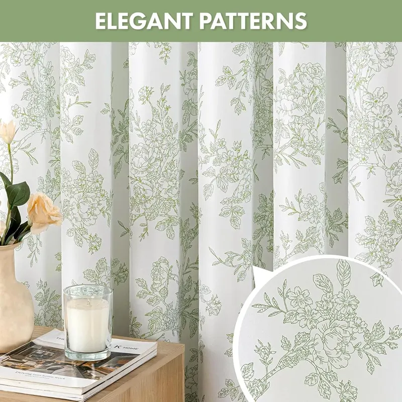 Slozzi Spring Extra Long Sage Green Floral – Premium Linen Textured Fabric：Enjoy the rustic charm