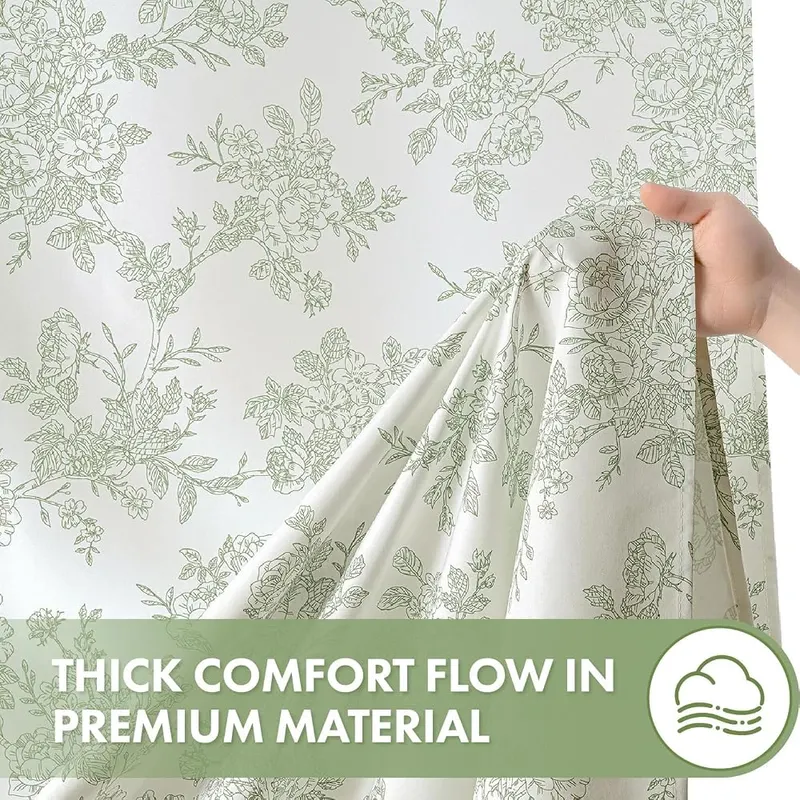Slozzi Spring Extra Long Sage Green Floral – Luxurious Heavy-Weight Drape：Experience a full, elegant drape that