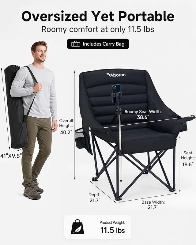 Slsy Camping Chairs – Thick padded seat and ergonomic backrest