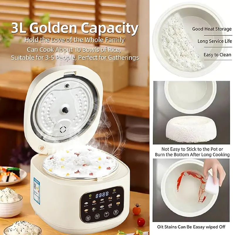 Small 3L/3.2qt Ceramic Rice Cooker – product photo 3 of 8