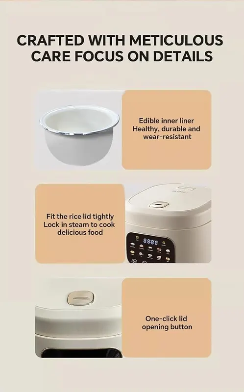 Small 3L/3.2qt Ceramic Rice Cooker – product photo 5 of 8